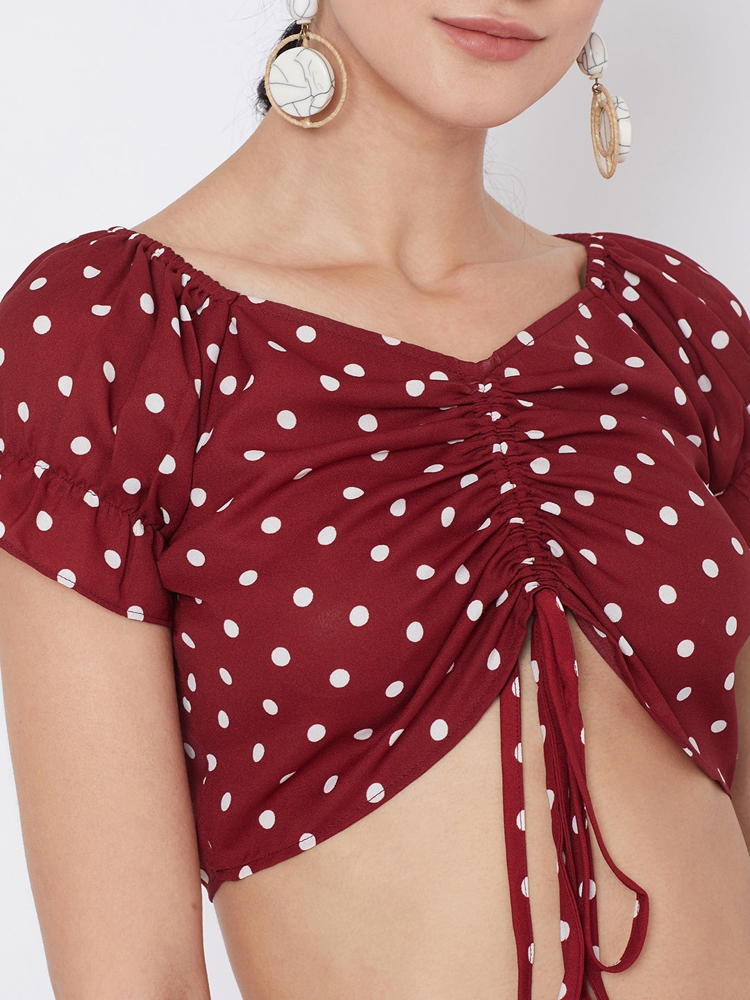 Polka Dot Printed Crop Top and Skirt Set
